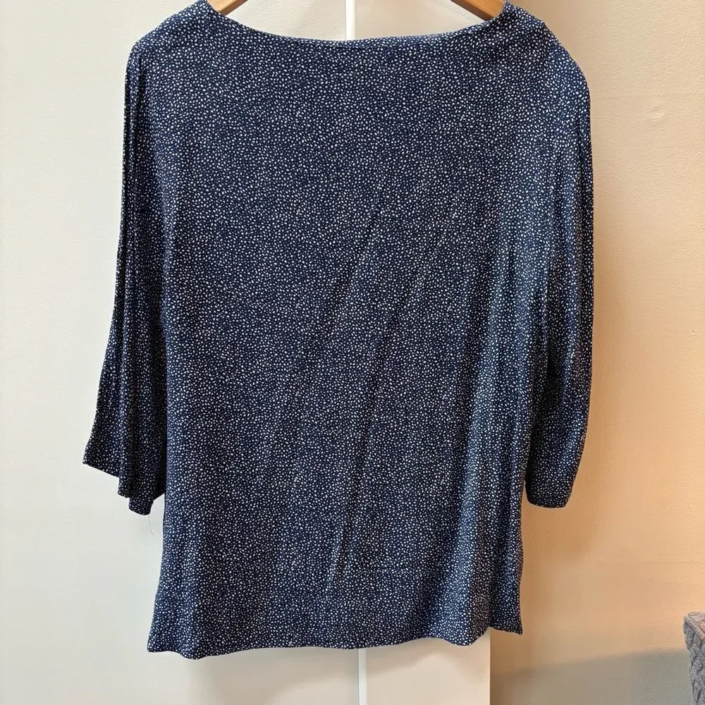 H&M Navy & White Dotted Print Blouse – Size 12